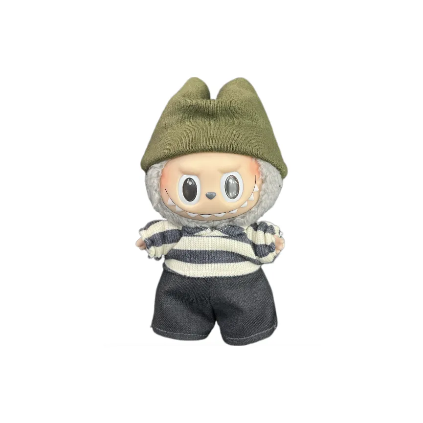 [Dress Up Doll] POP MART Labubu THEMONSTERS Heartbeat Macaron, Street Boy, Sesame Bean Hang Tag Box 15cm