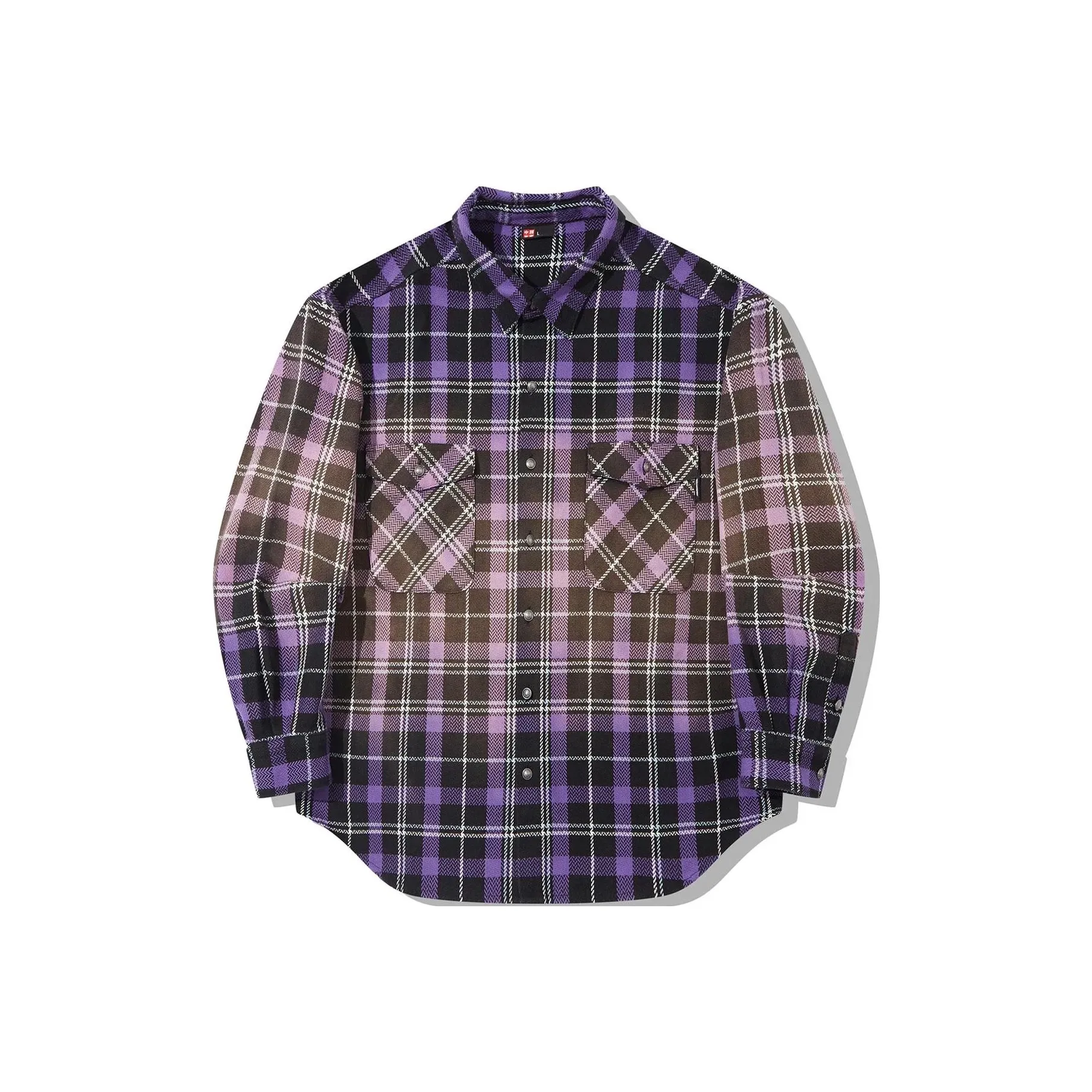 LINING Черный Ультрафиолет Клетчатый Комплект Рубашки Мужские