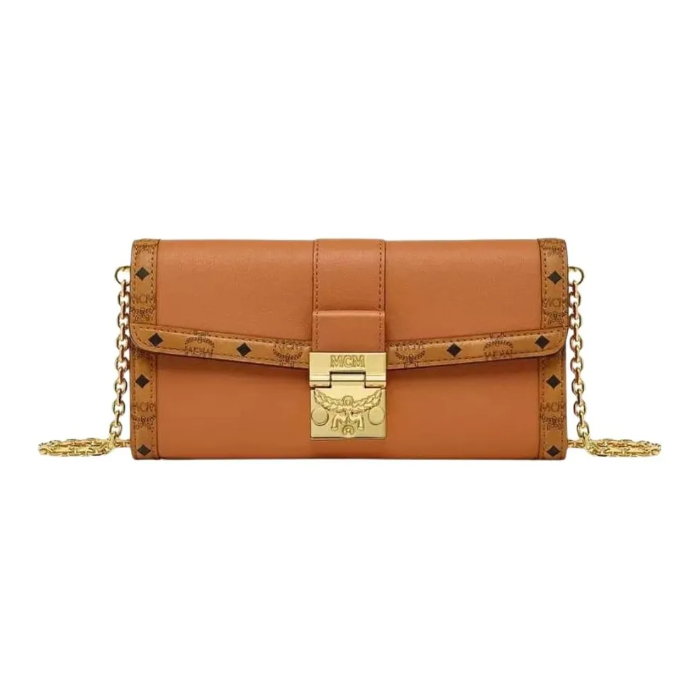 MCM Tracy Visetos Кошелек из коровьей кожи Сумка через плечо Средний Женский Коньячный коричневый