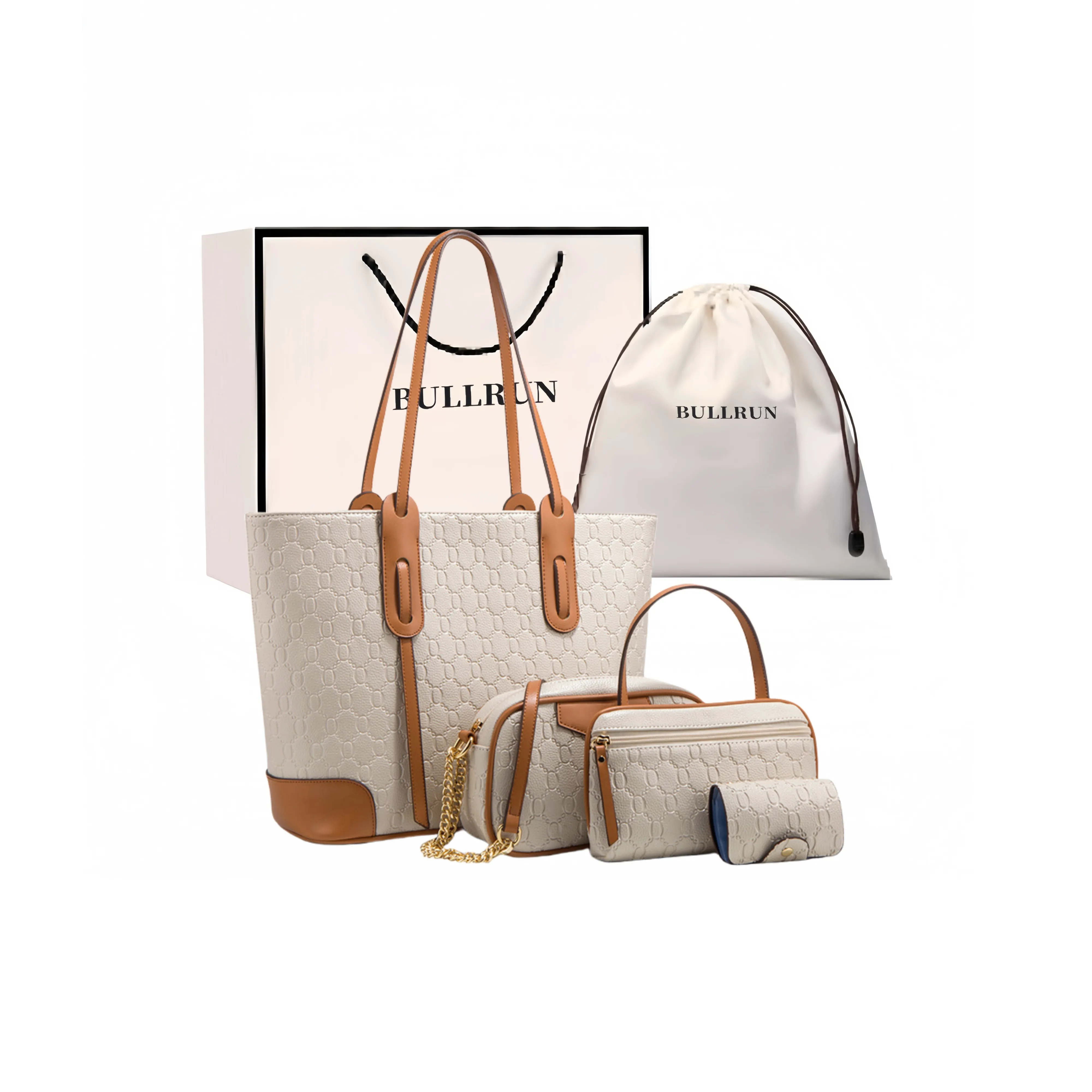Bullrun Cow Leather Combo Set Women's White/Black/Khaki