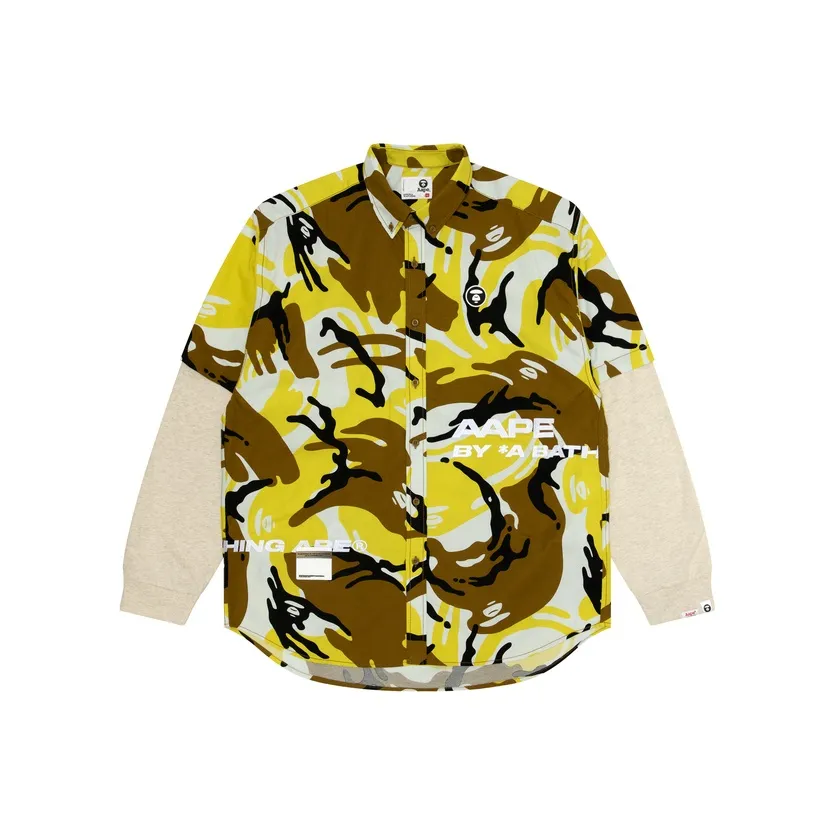 AAPE Неоновый зеленый YEN Мужская рубашка