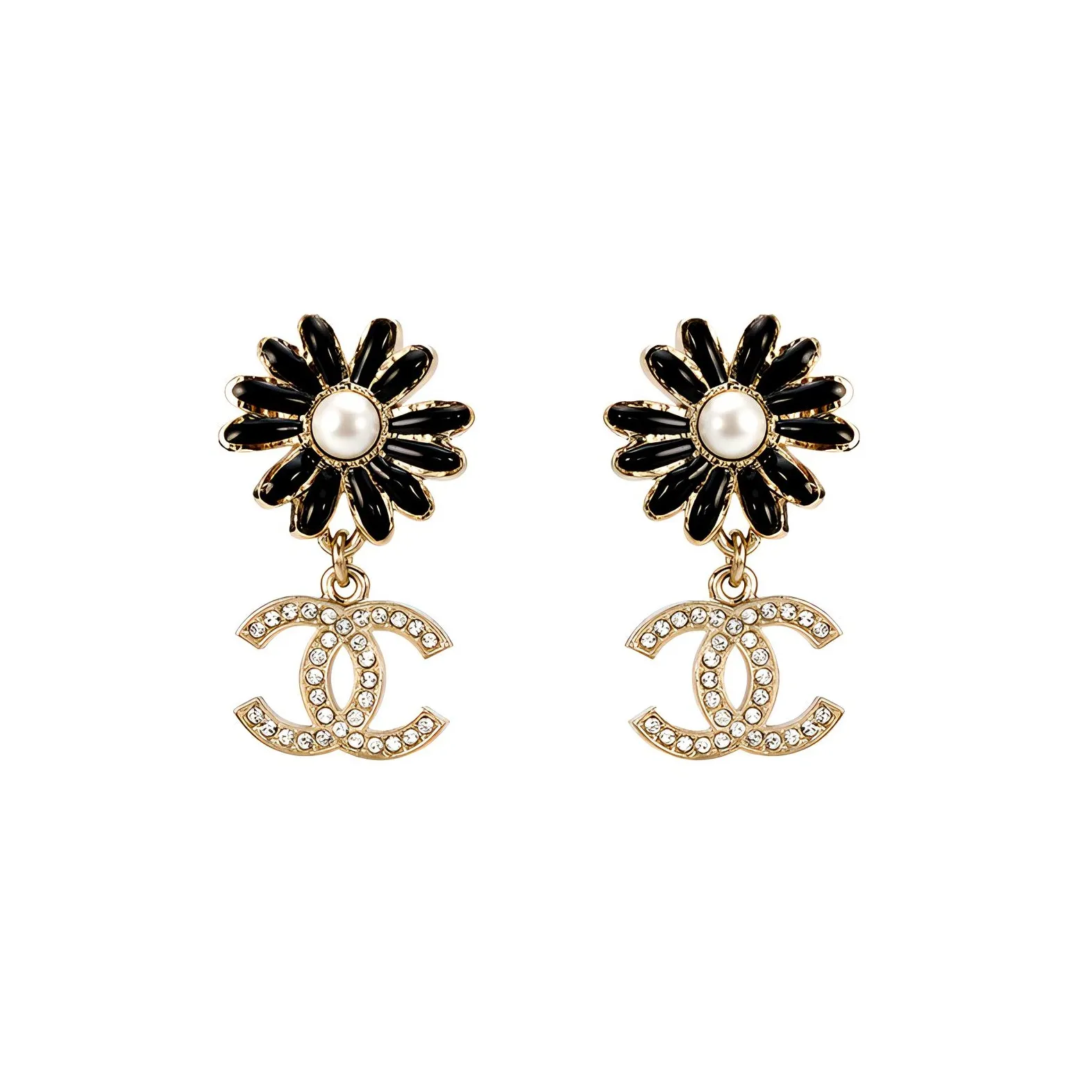 CHANEL Earrings Women's Gold/Black