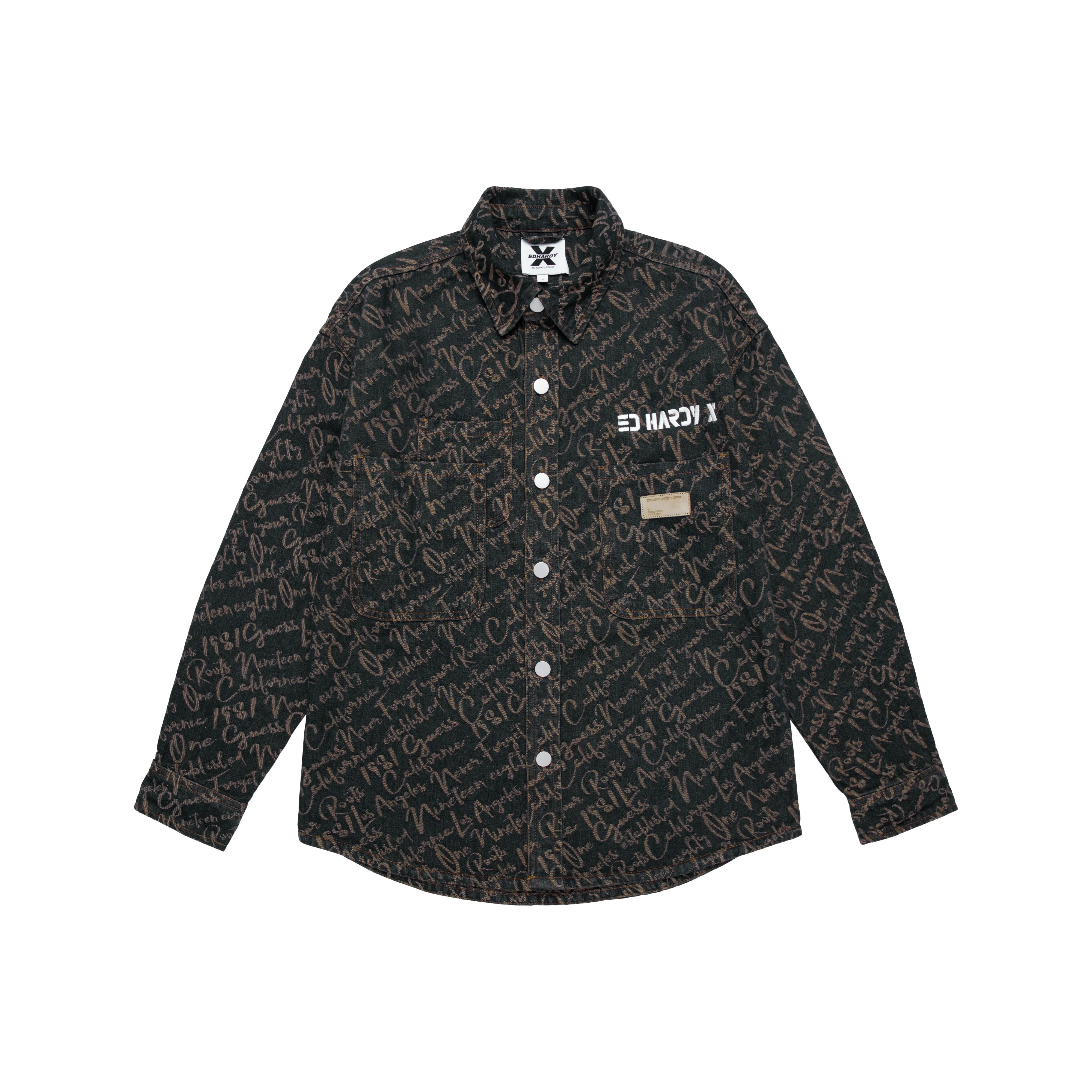 ED HARDY X Темно-джинсовый синий Унисекс Рубашки