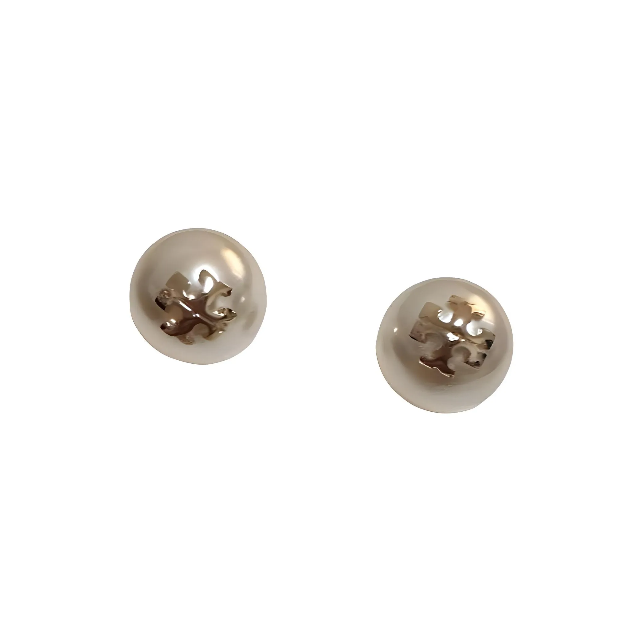 TORY BURCH Kira Logo Plaque Pearl Earrings