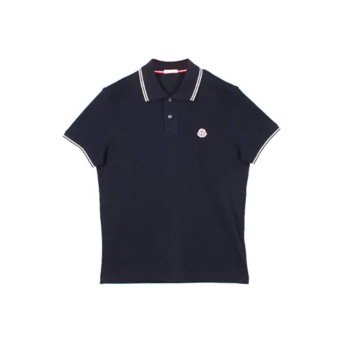 Moncler Grenoble Мужское Поло Морского Синего Цвета