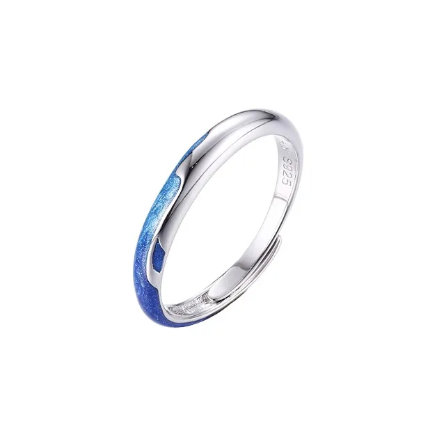 HUAYA S925 Silver Rings Women's Aqua Blue
