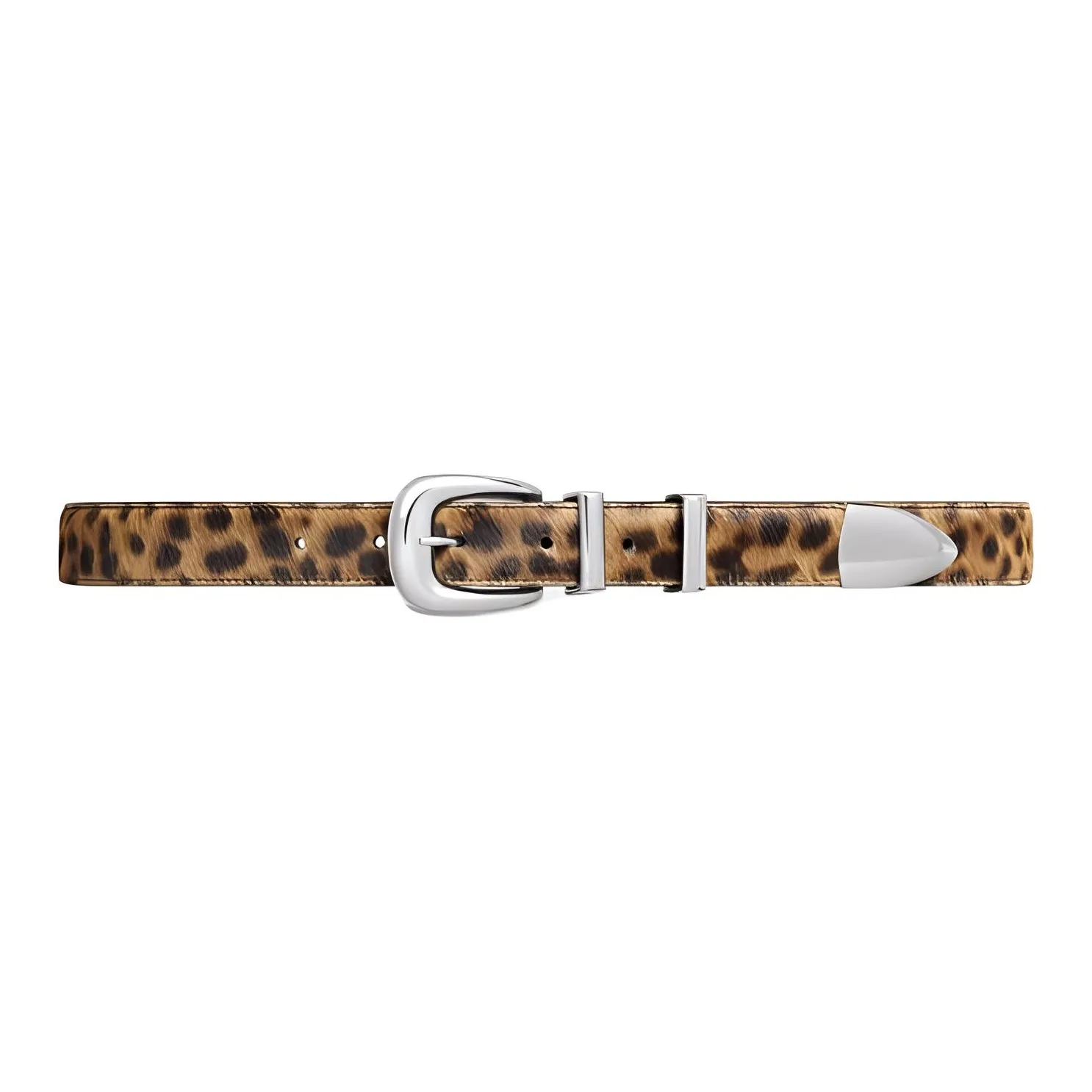 CELINE Medium Western Belt In Pony Calfskin With Leopard Print
