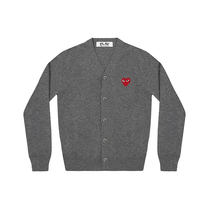 Comme Des Garcons Play Red Heart Knit Cardigan Sweater
