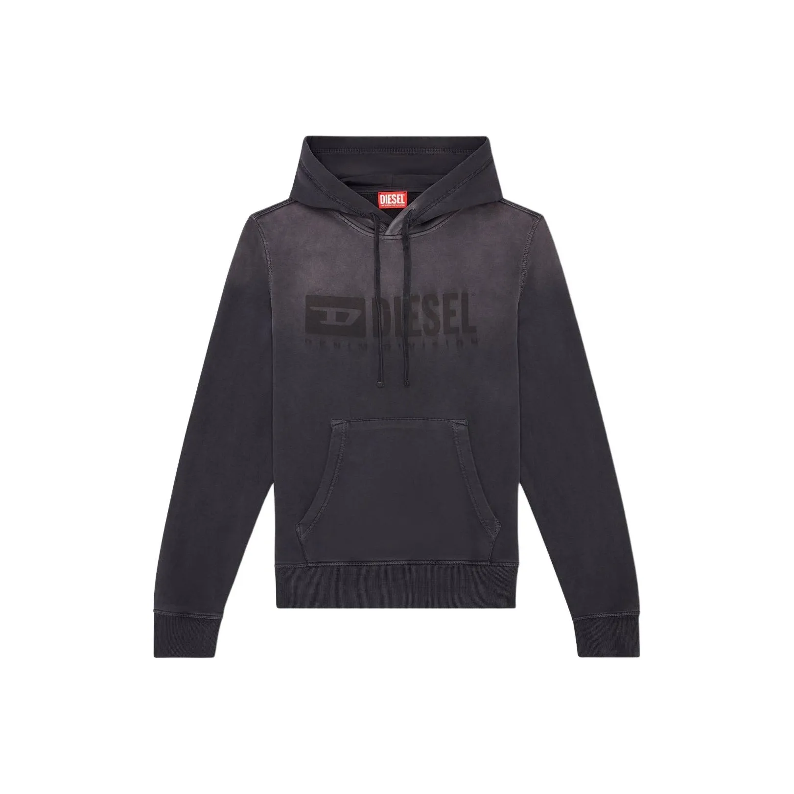 DIESEL S Ginn Hood K44 Denim Division Logo Printed Faded Hoodie