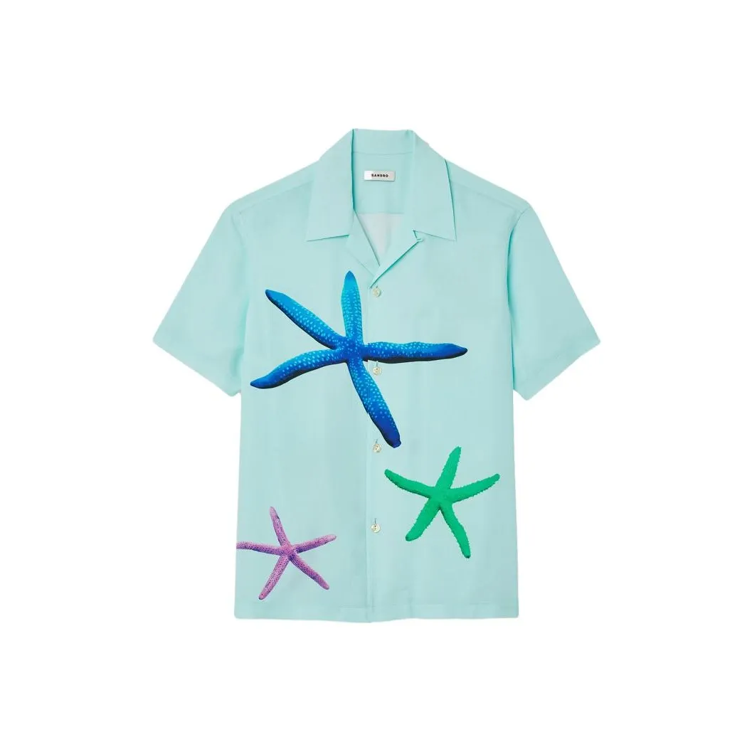 Sandro Мятно-синие мужские рубашки