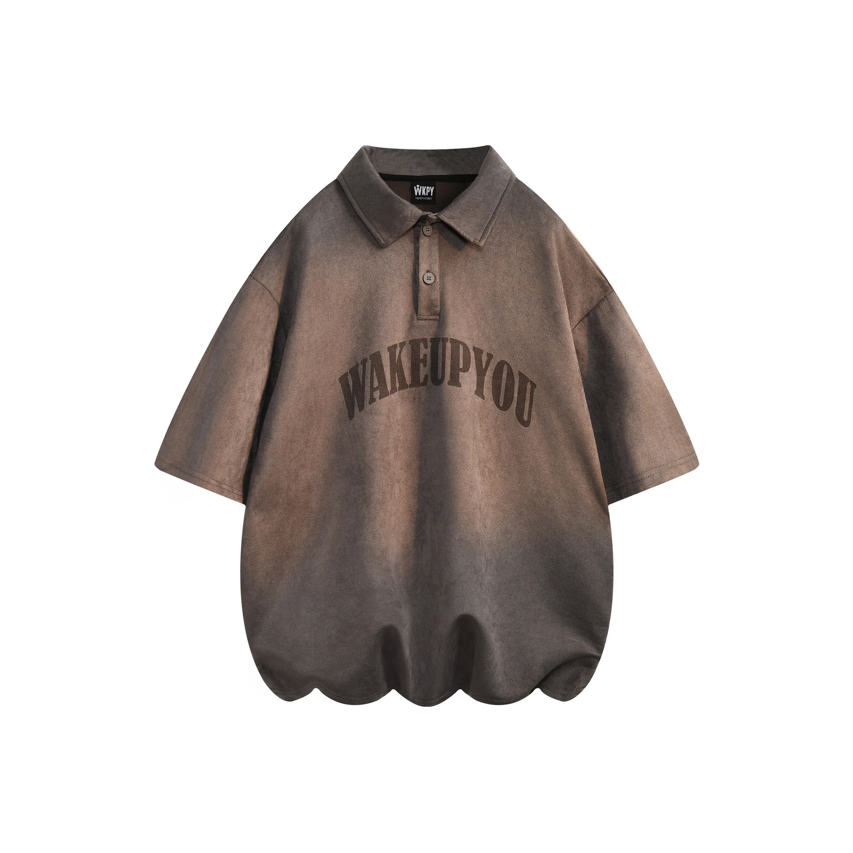 WKPY Замша Отложной воротник Короткий рукав Поло Унисекс