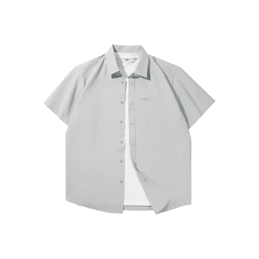 HLA classic shirts Men Sun Protection Light Gray 38