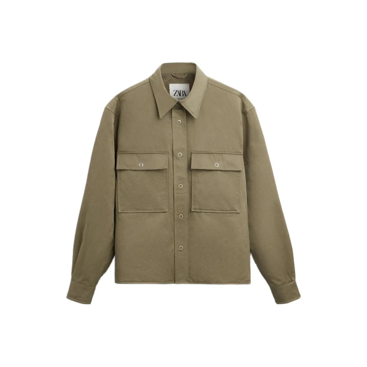 ZARA Оливково-зеленые Мужские Рубашки
