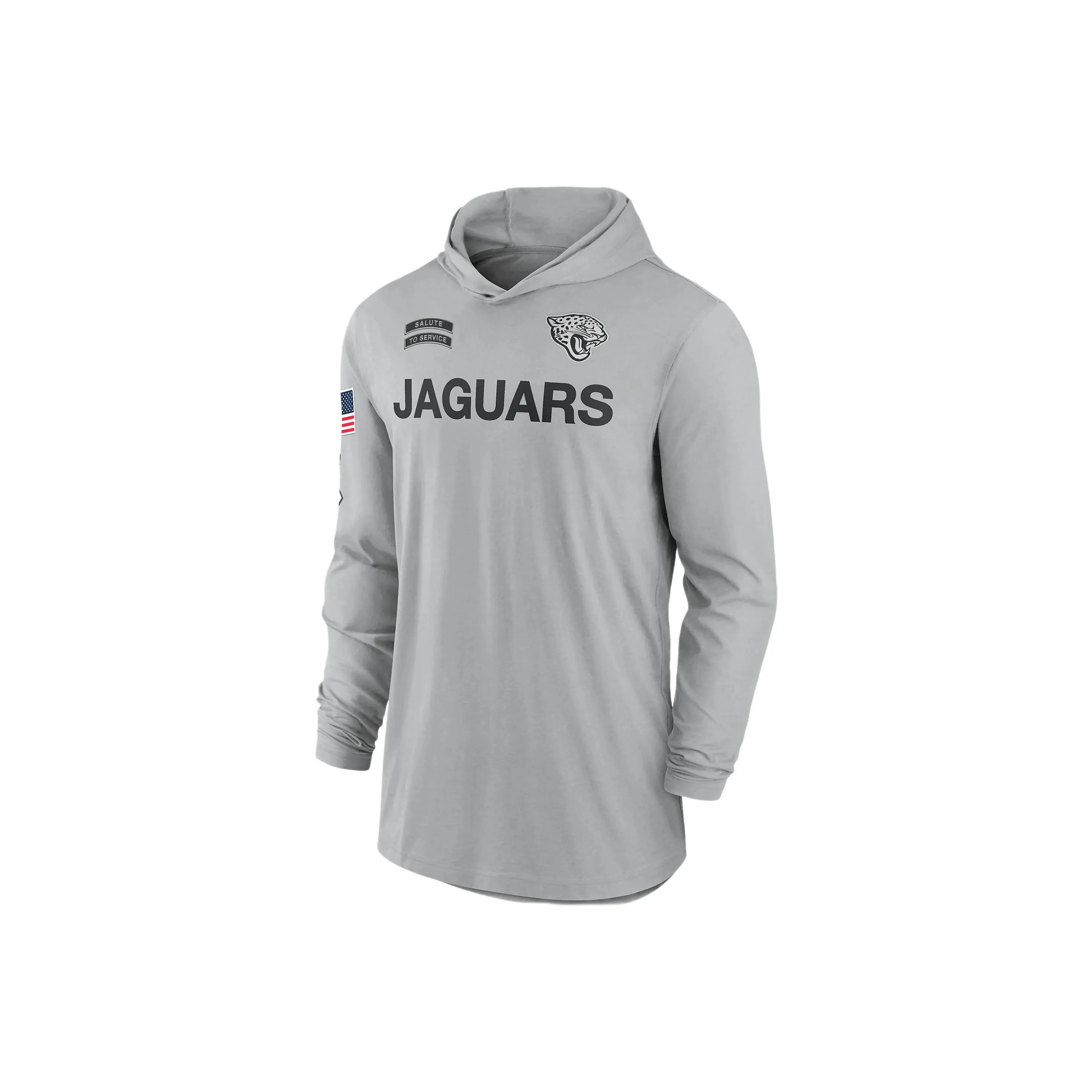 Nike Jacksonville Jaguars Salute To Service Edge Mascot Lockup Men's Nike Dri FIT Nfl Long Sleeve Hooded Top