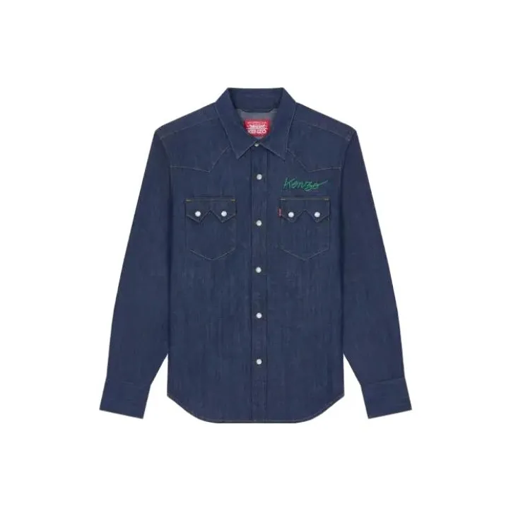 KENZO Джинсовая синяя унисекс рубашка