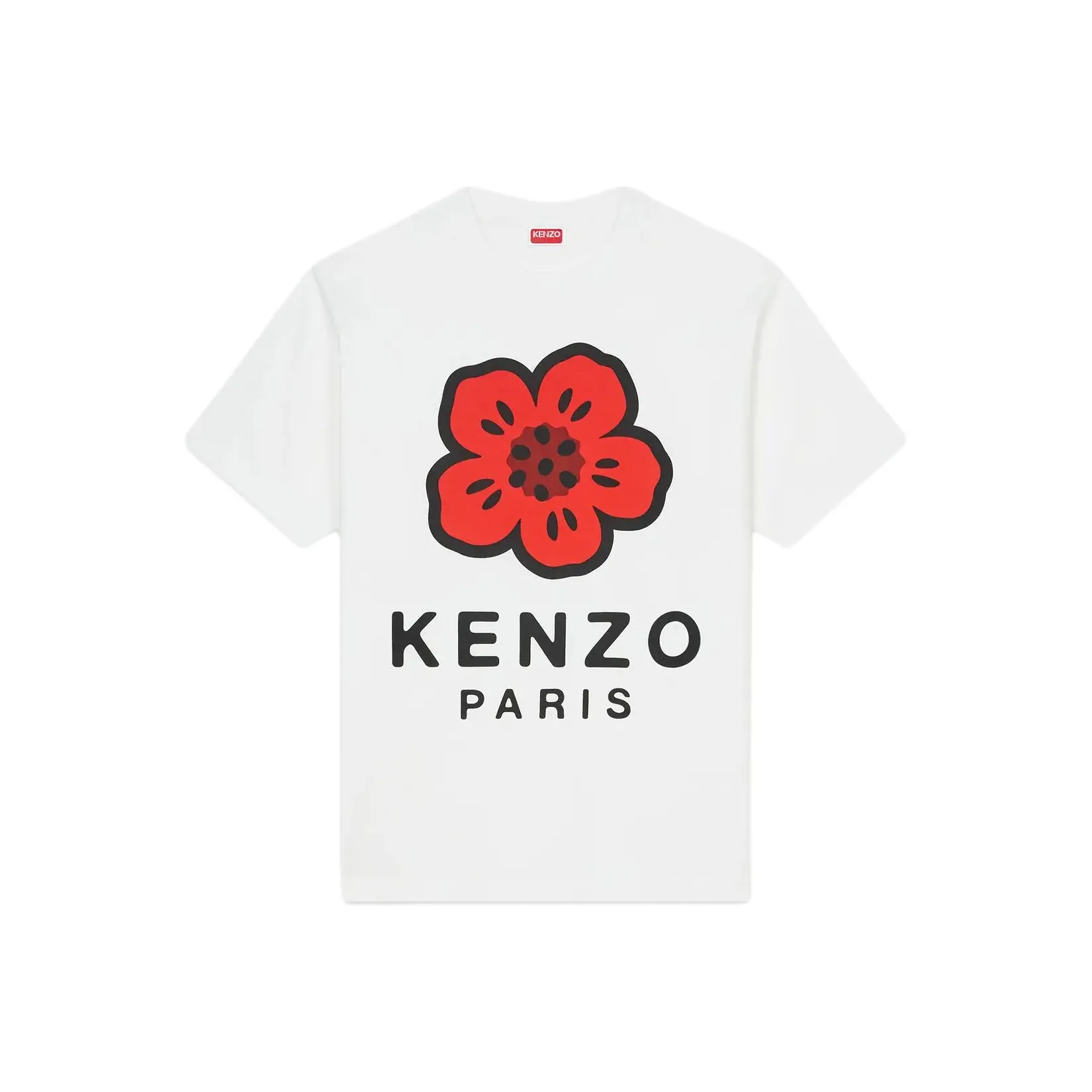 KENZO Логотип Цветочный принт Круглый вырез Короткий рукав Т-рубашка Мужская Белая