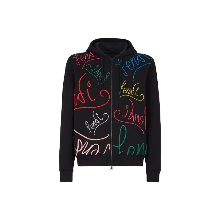 FENDI Pre Owned 2010s Logo embroidered Hoodie