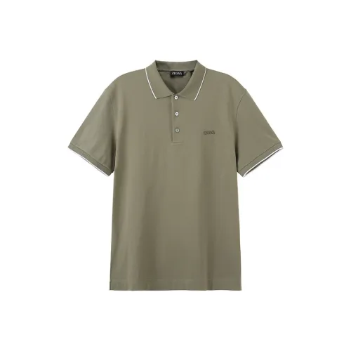 Ermenegildo Zegna Оливково-зеленый Мужское Поло