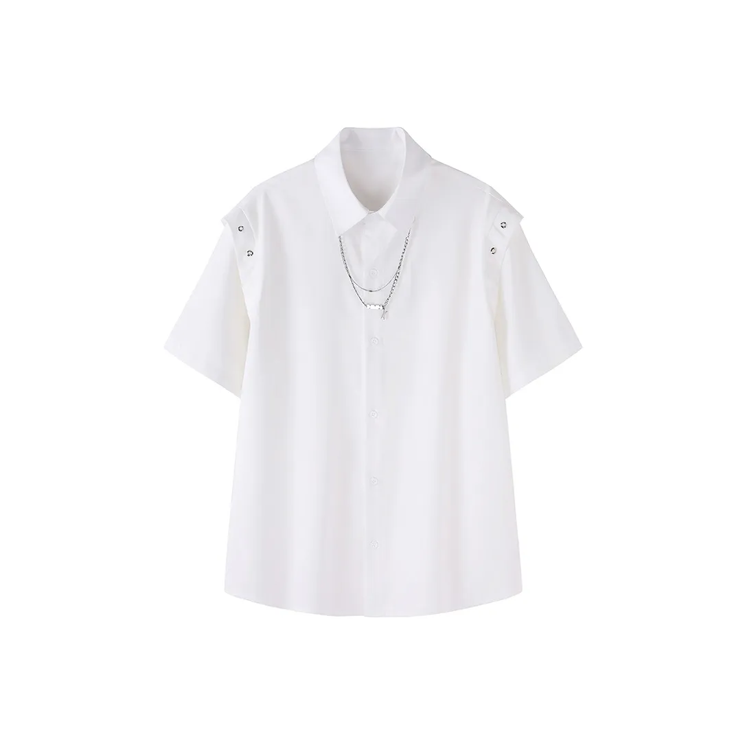 DARK HORSE Stretch Ice Silk With Built in Necklace Short Sleeved Shirt Unisex