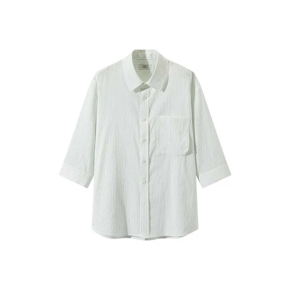 GXG Casual Shirt Men's White Green Striped Color