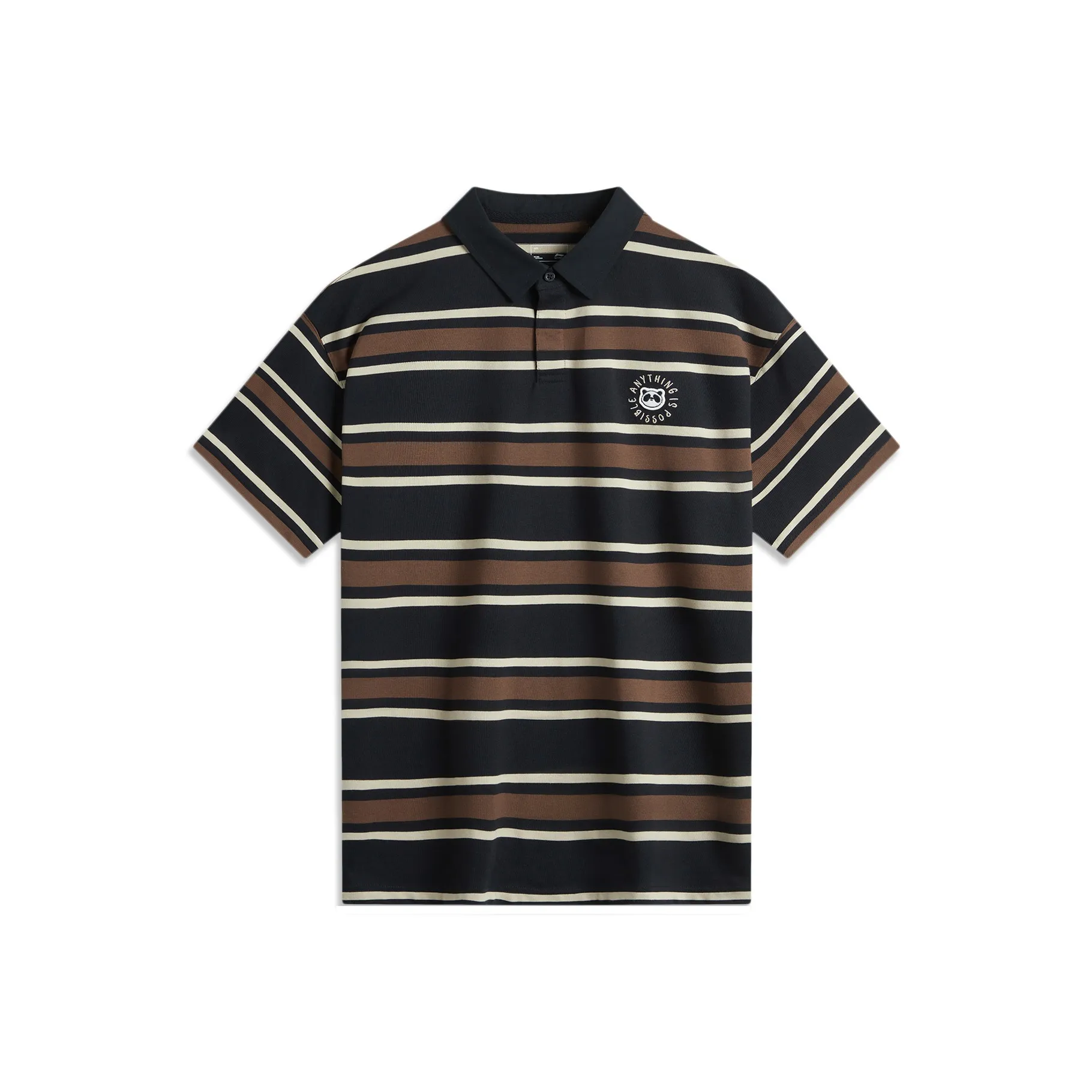 LiNing Sports Life Collection Polo Shirt Men's Black Oxford Umber Clay