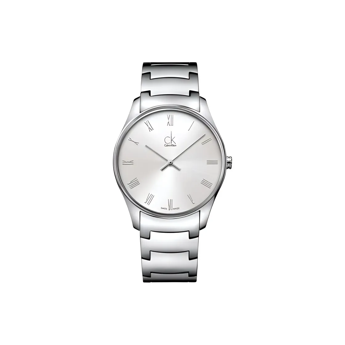 CALVIN KLEIN Мужские часы Кварцевый механизм Ремешок из нержавеющей стали 38 мм Серебристый циферблат