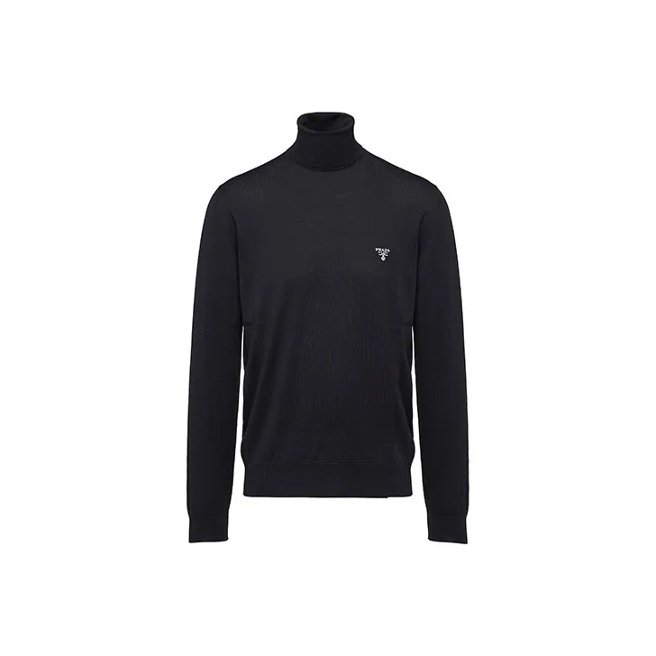 PRADA Logo Fine Knit Turtleneck Jumper