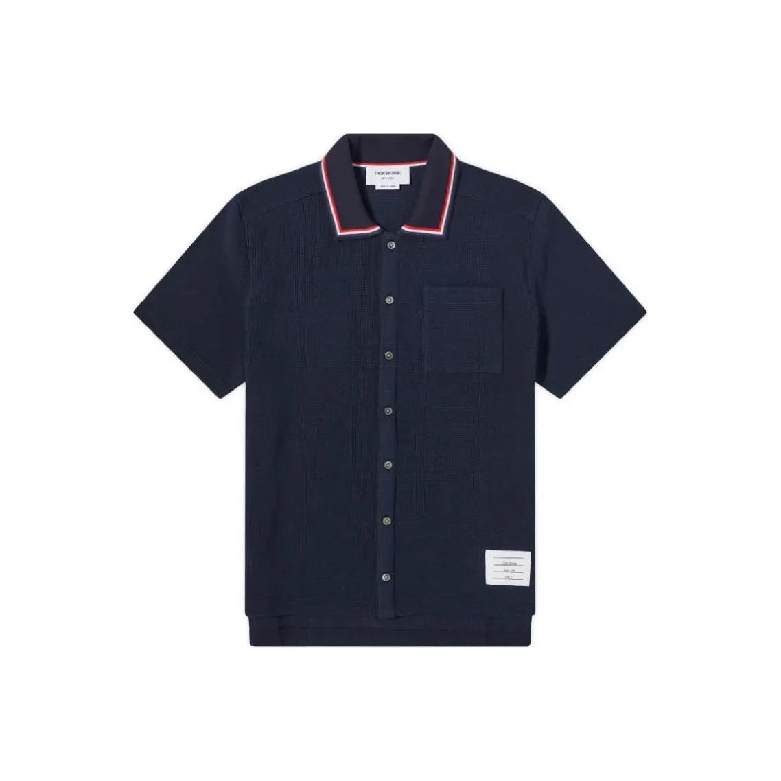 THOM BROWNE· Текстурированный хлопок короткий рукав рубашка-поло мужская темно-синий