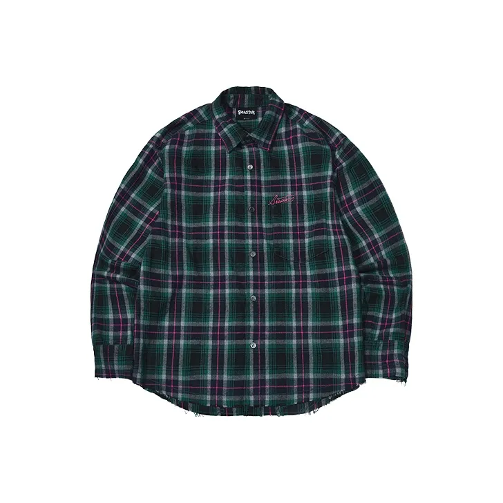 BEASTER Рубашка Унисекс Зеленая Клетка