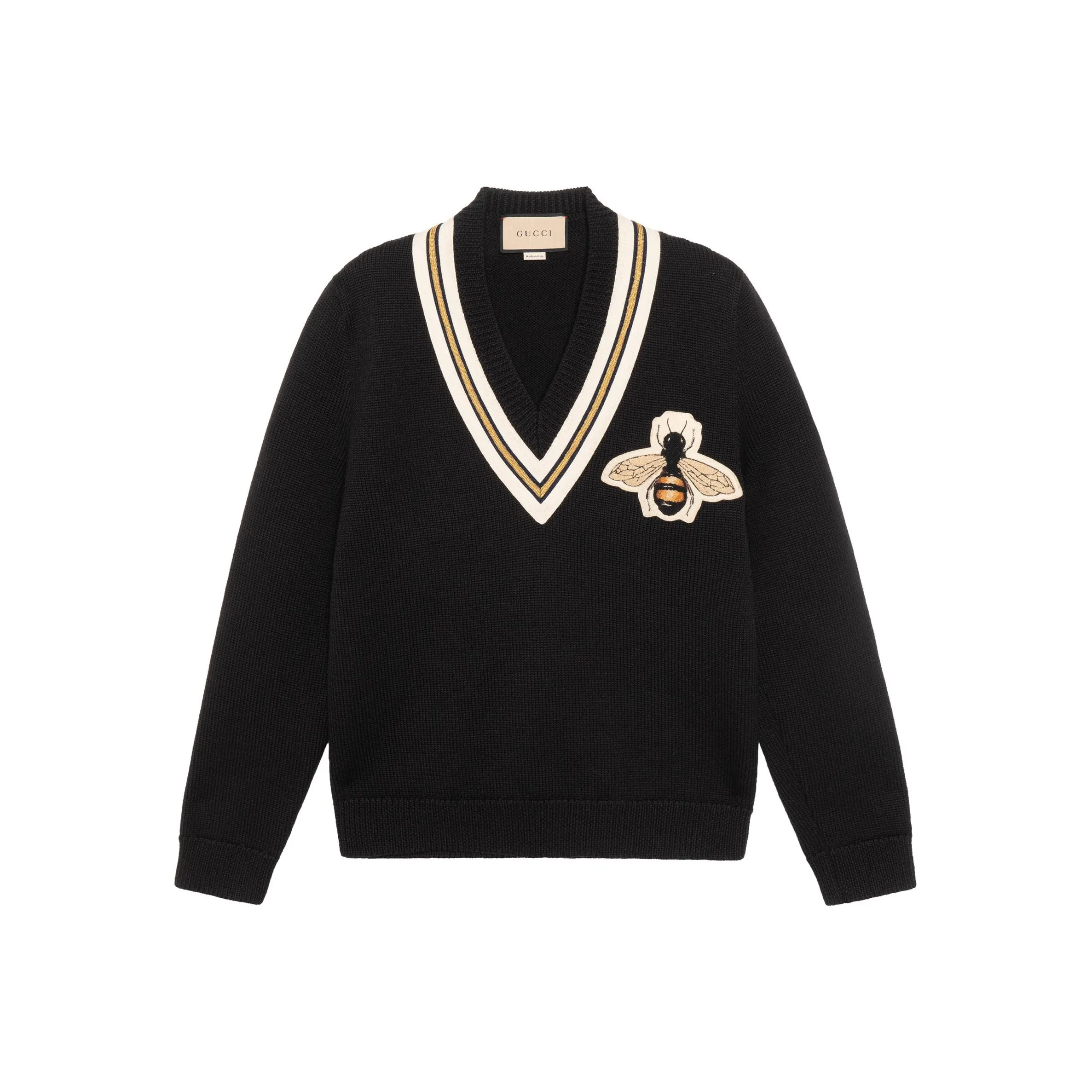 GUCCI Wool Sweater With Bee Appliqué