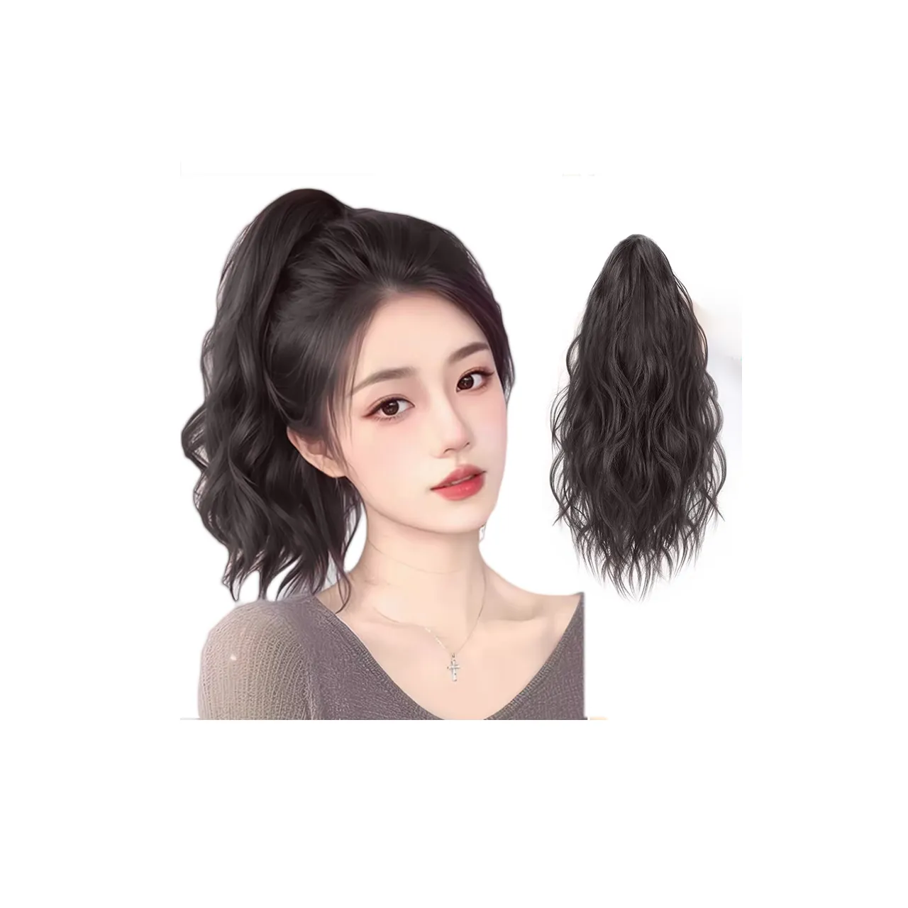 QIYEXUE Заколка-краб Облако Высокий хвост Парик Легкий Объемный и Укрепляющий Волосы