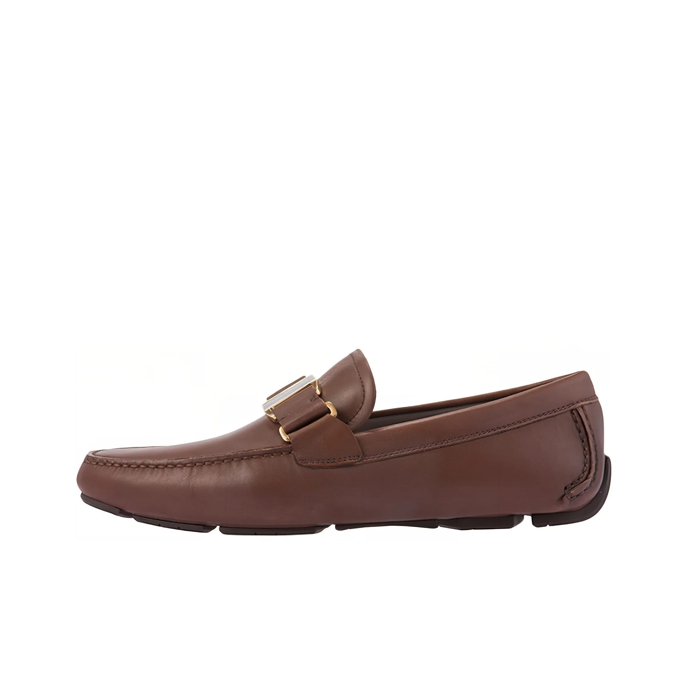 FERRAGAMO Vara Bit Solid Color Slip-on Casual Single Shoes Men's Dark Brown