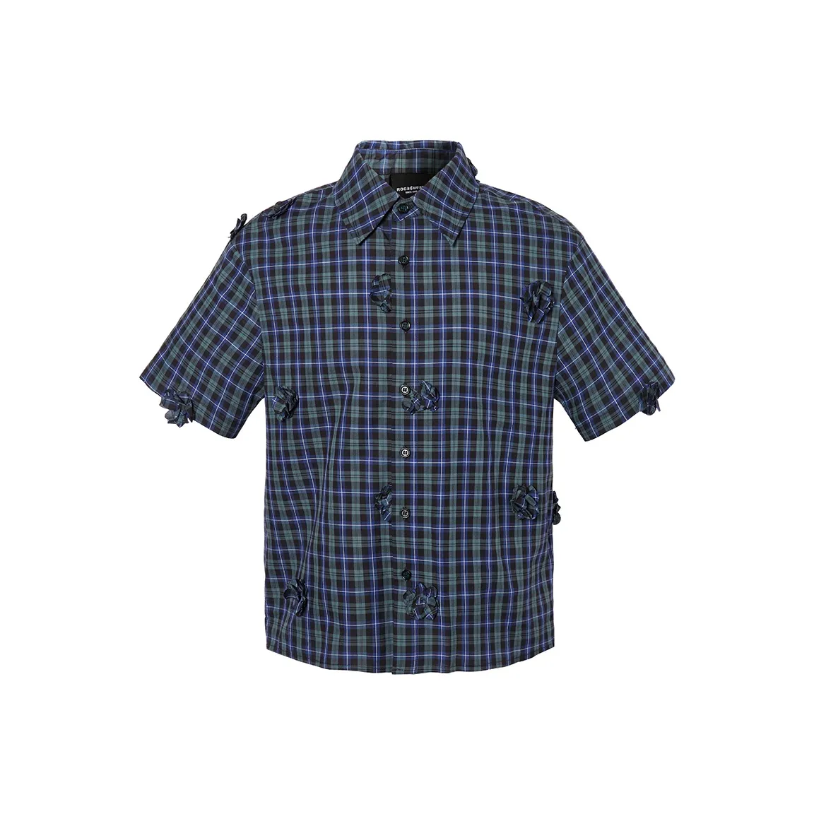 ROCAWEAR Shirt Unisex Black And Green Plaid