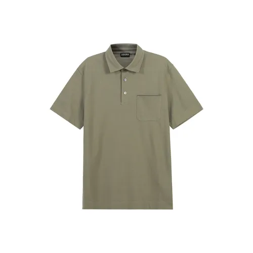 Ermenegildo Zegna Оливково-зеленый Мужское Поло