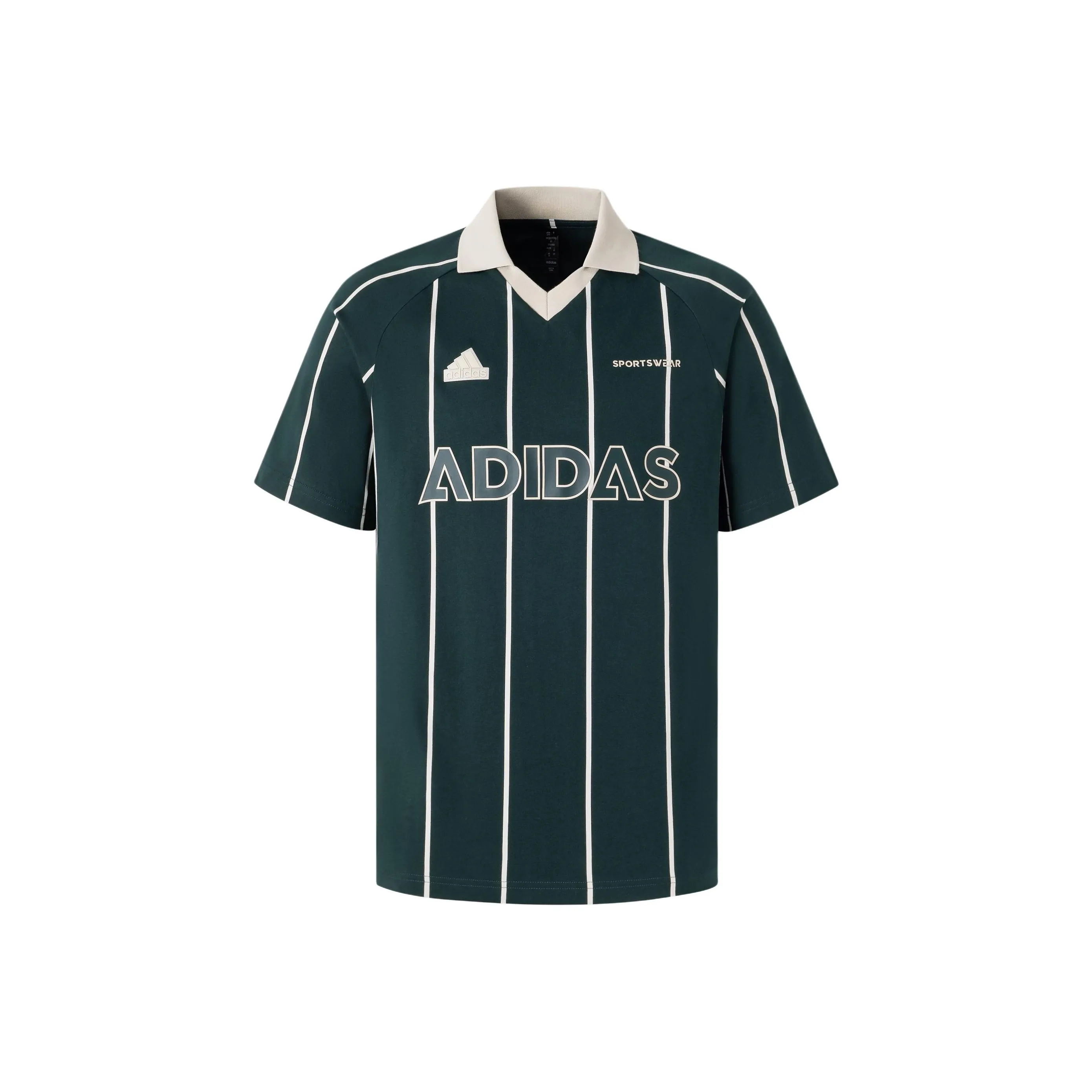 Adidas TIRO STRIPE HEAVY JERSEY TEE Polo Shirt Men's Night Sky Green