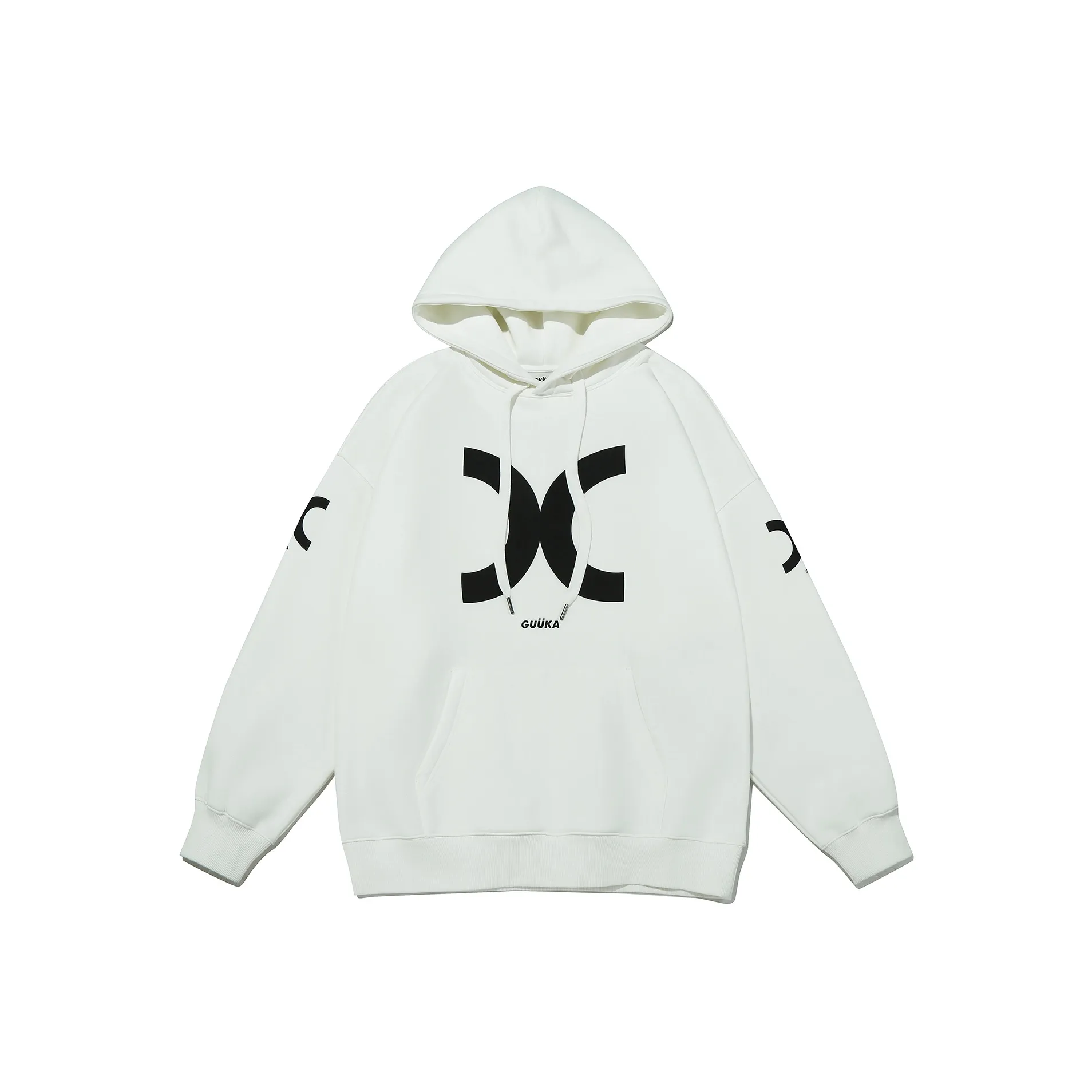 Guuka Creative Print Off The Shoulder Base Layer American Luxury Streetwear Loose Fit Sweatshirt Unisex