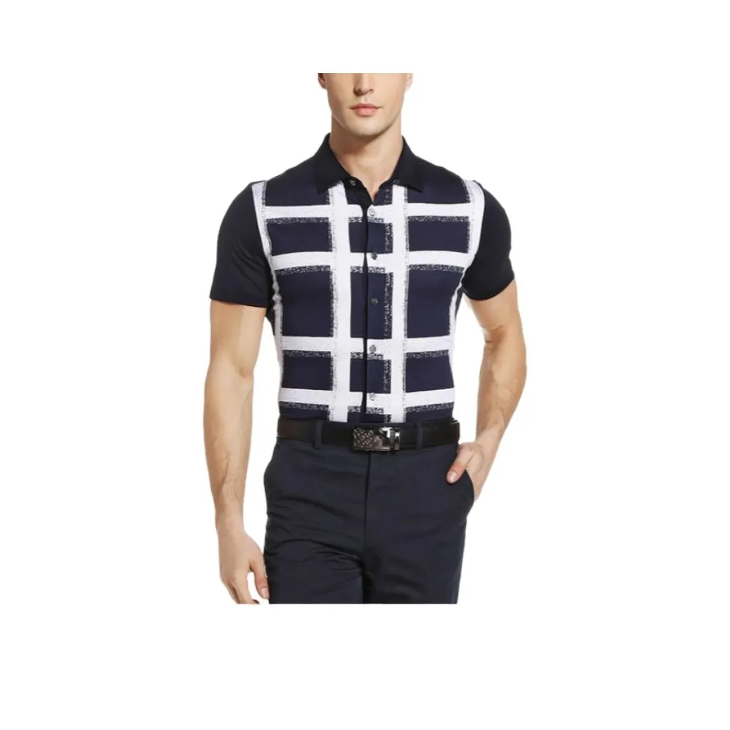 Francesco Totti Рубашка Мужская Темно-Синяя Клетка