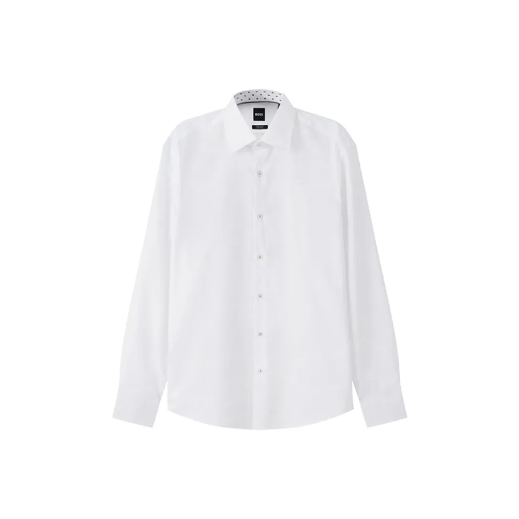 Hugo Boss Обычный крой Рубашка в Easy Железо Хлопок Popln Рубашка Мужская Белая