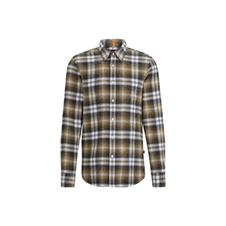 Boss Plaid Flannel Cotton Shirt