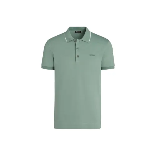 Ermenegildo Zegna Серо-зеленое Мужское Поло