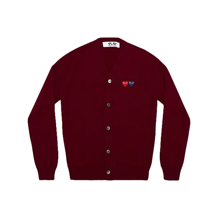 CDG Play Sweater Men's Burgundy Red