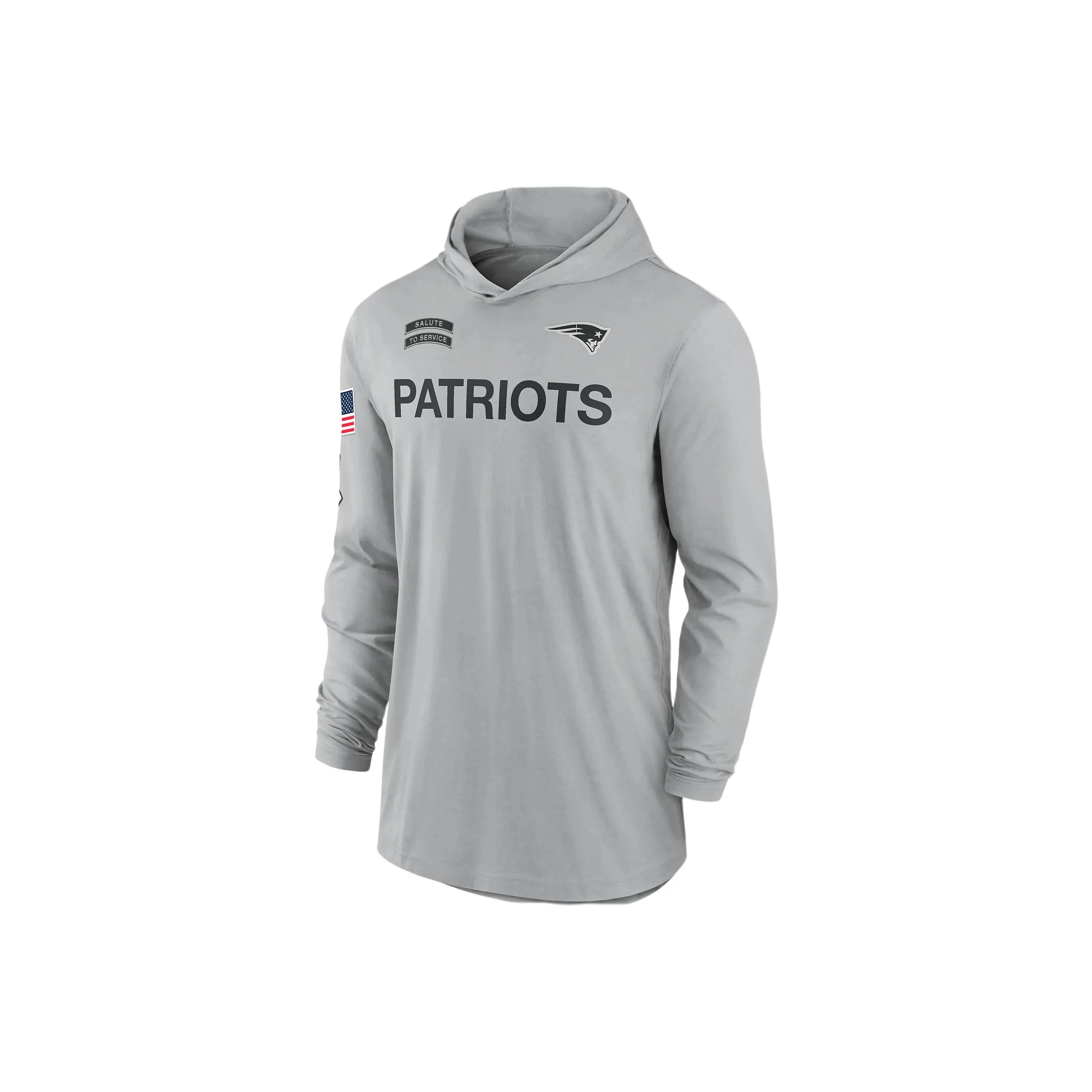 Nike New England Patriots Salute To Service Edge Mascot Lockup Men's Nike Dri FIT Nfl Long Sleeve Hooded Top