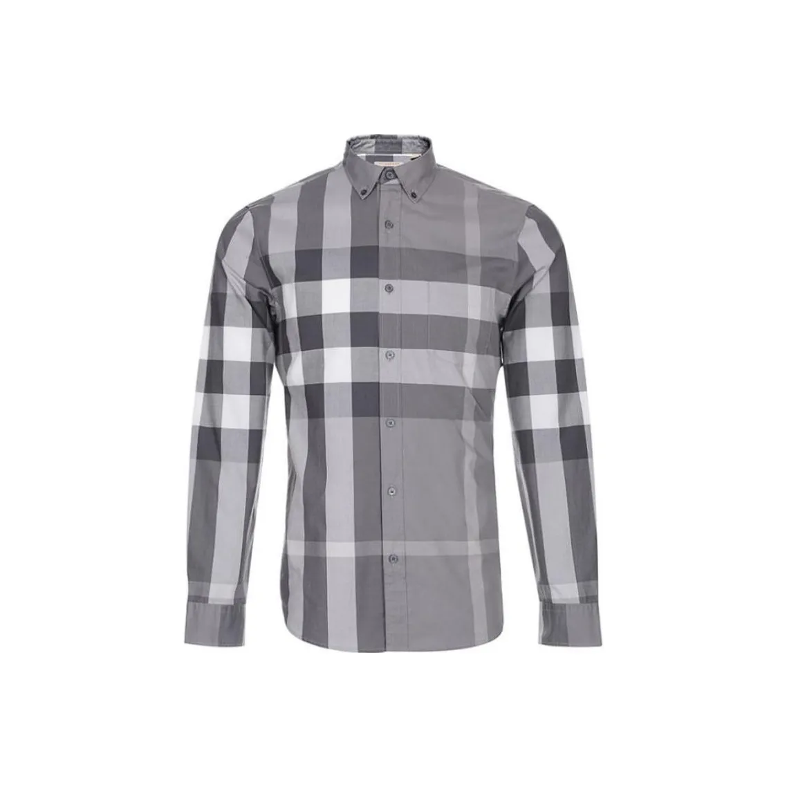 Burberry Check Print Single-Breasted Casual Long Sleeve Shirt Gray