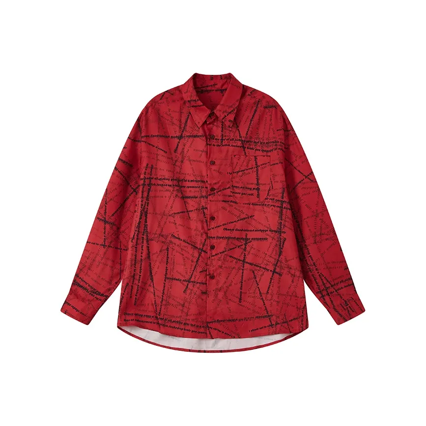 WULISHAONIAN Рубашка Унисекс Черный Красный