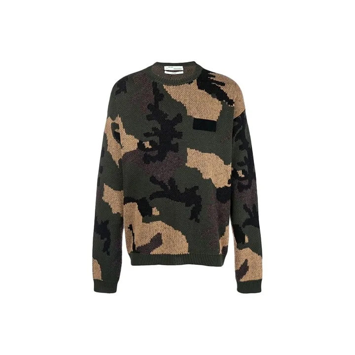 Off Белый SS19 Свитер Мужской Камуфляж Зеленый