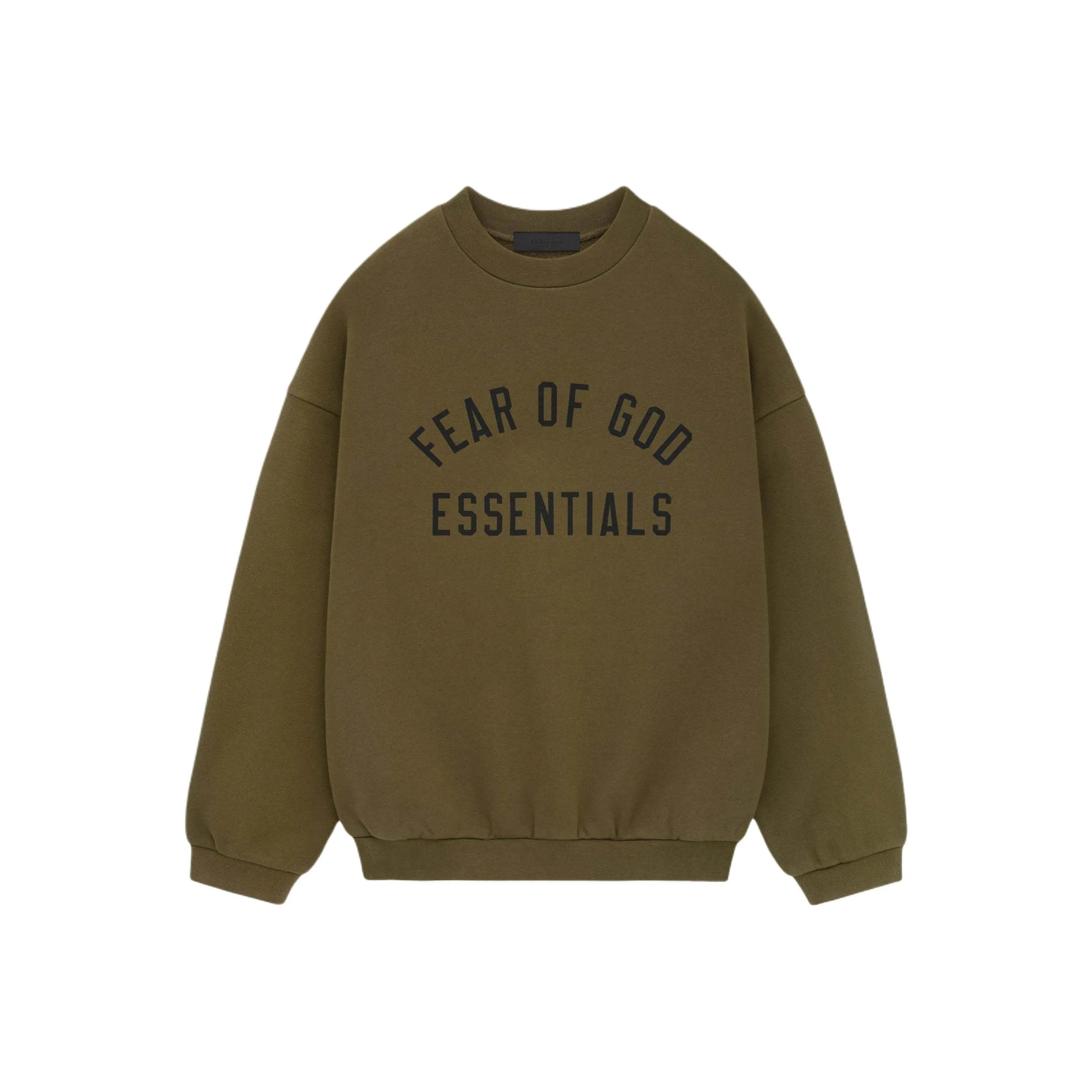 Fear Of God Essentials Флис Crewneck Свитшот Мужской Темно-оливковый Оливковый