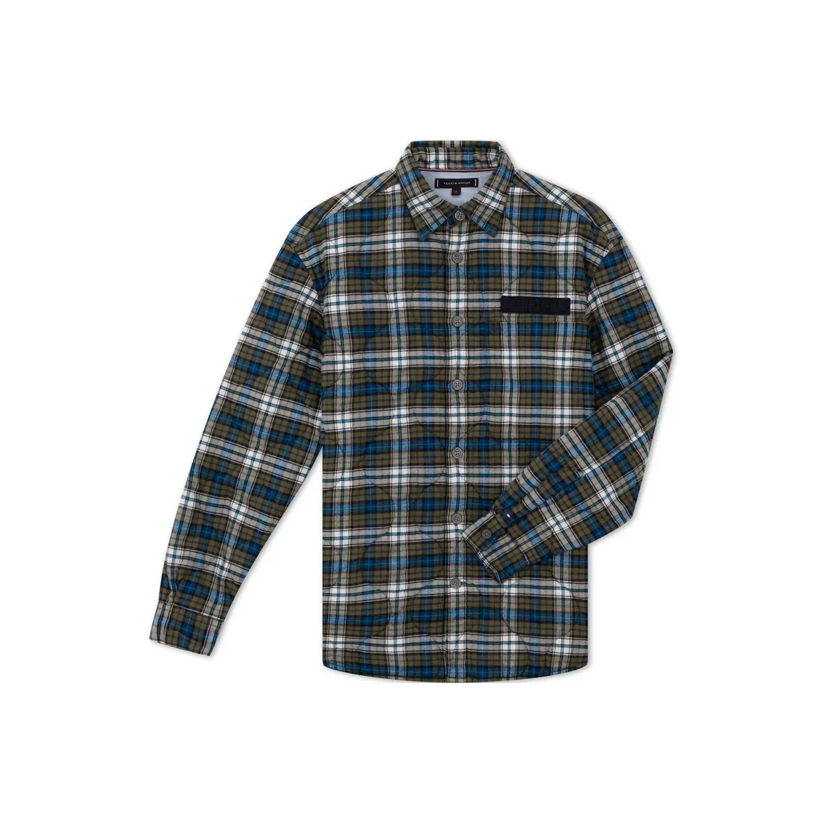 Tommy Hilfiger Сине-зеленая Белая Клетка 0N1 Мужская Рубашка