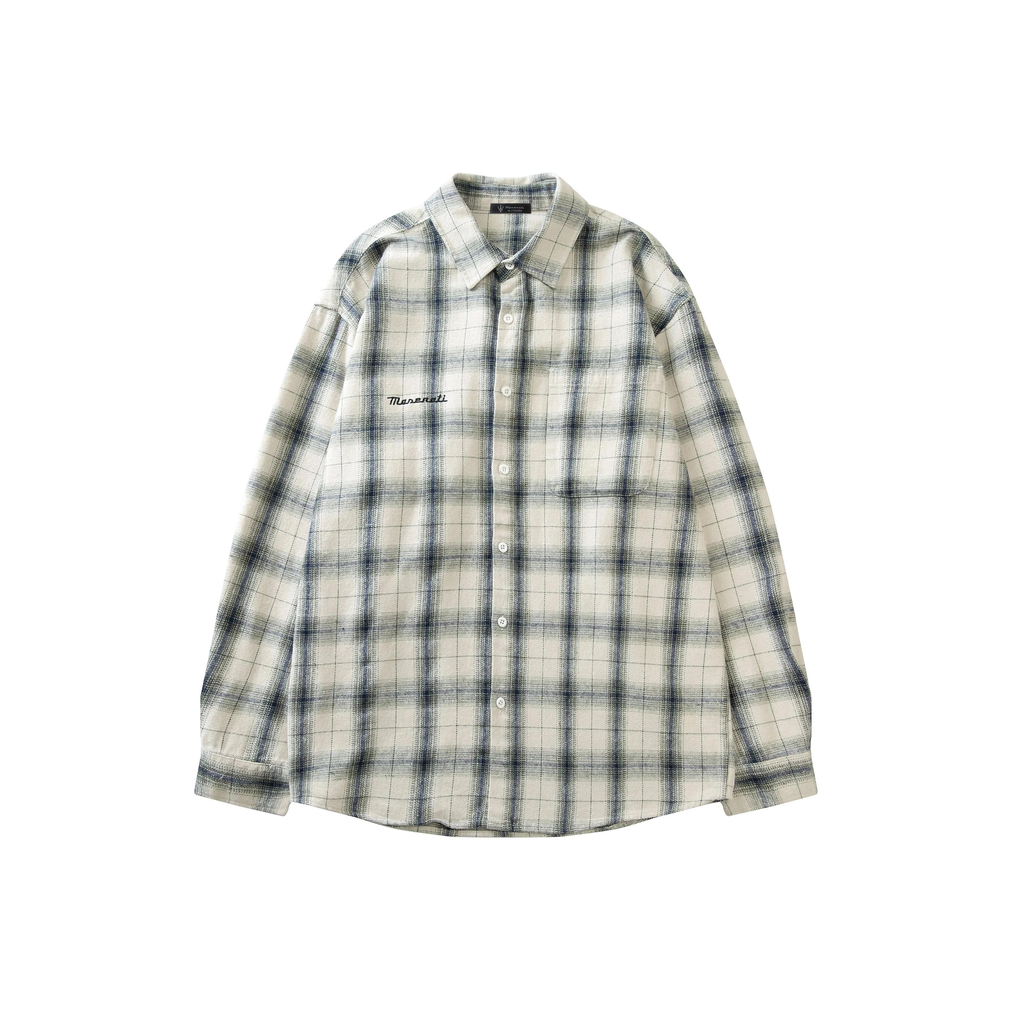 Maserati Shirt Unisex Beige Plaid