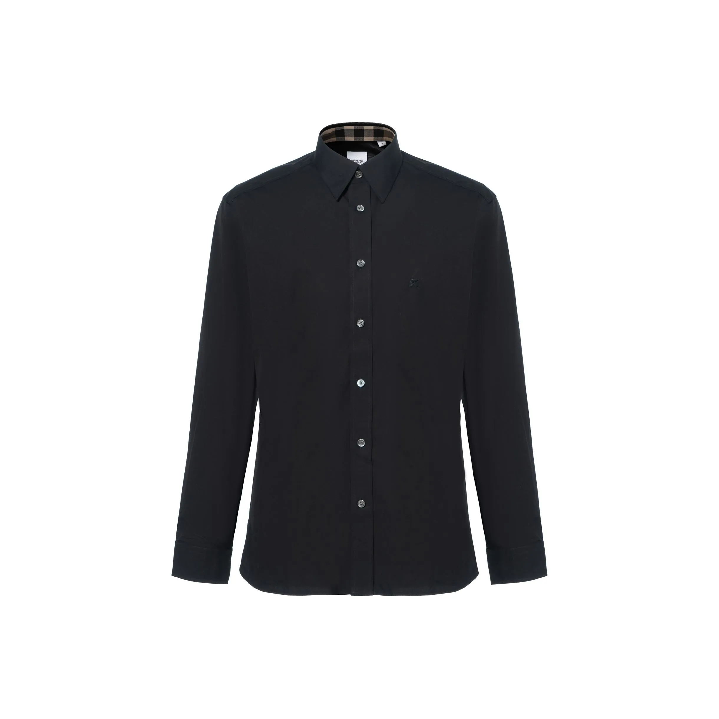 Burberry SS24 Men's Logo Cotton Long Sleeves Shirt Black