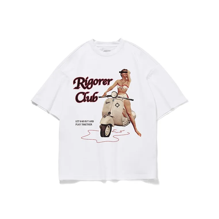 RIGORER Минималистский стиль Пара Короткий рукав Т-рубашка Унисекс